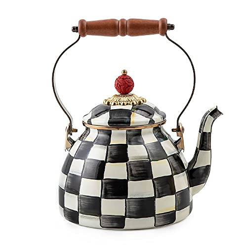 MacKenzie-Childs Courtly Check Enamel Tea Kettle, Decorative Tea Kettle, 2-Quart Capacity | Amazon (US)