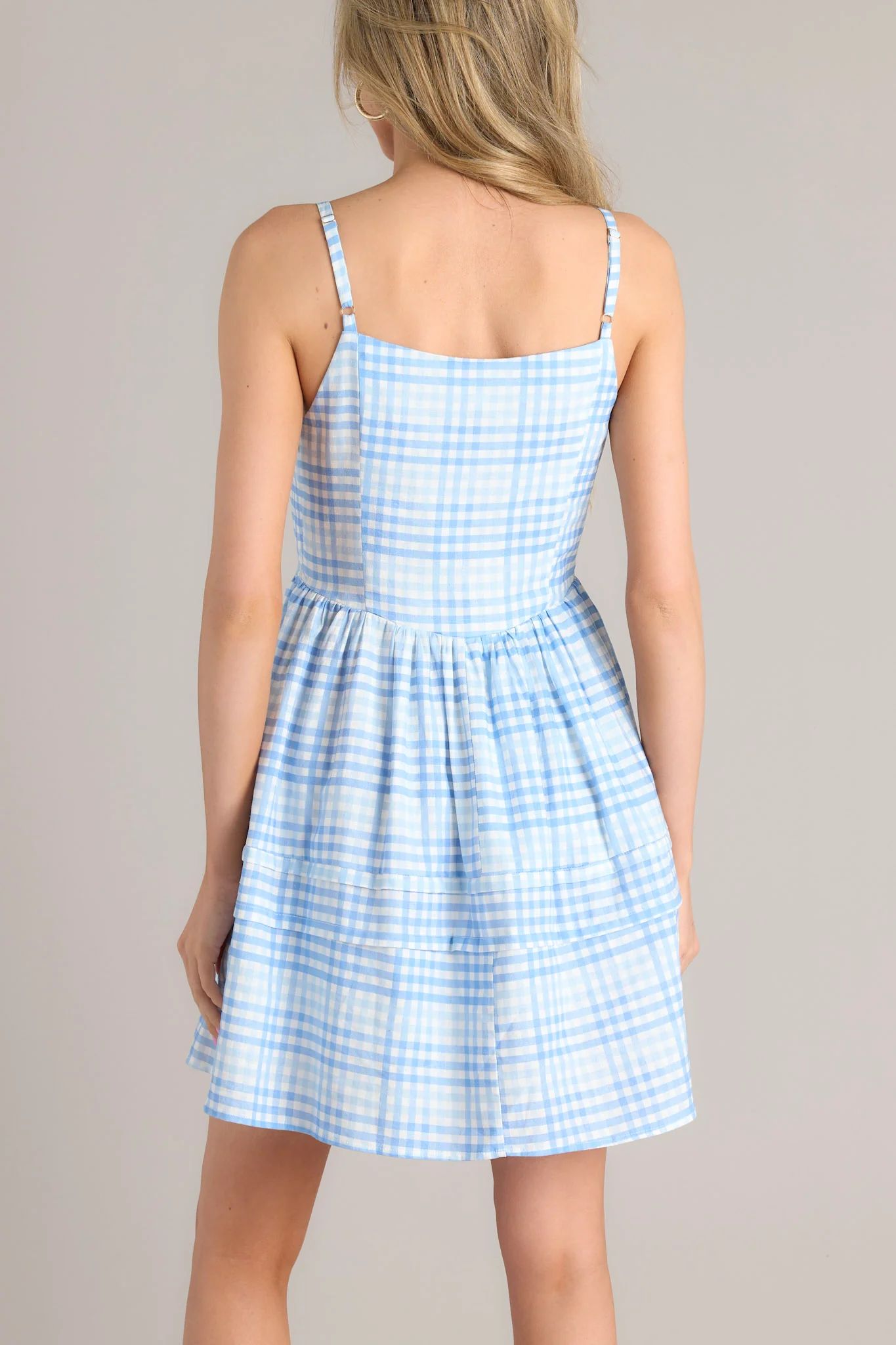 Alive And Free Blue Gingham Romper Dress | Red Dress