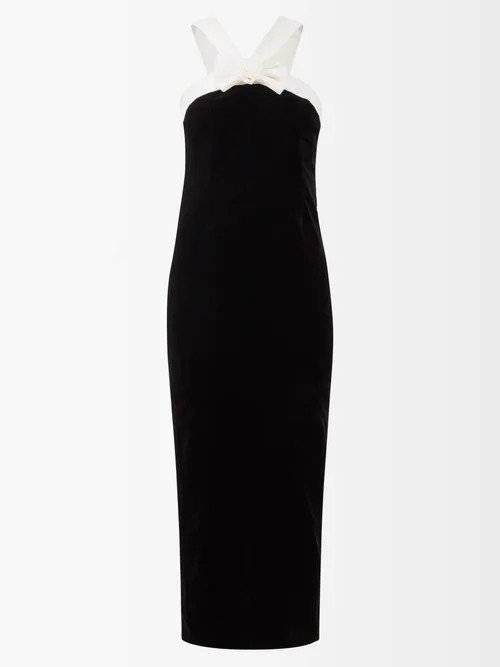 Alessandra Rich - Bow-appliqué Velvet Dress - Womens - Black | Matches (UK)