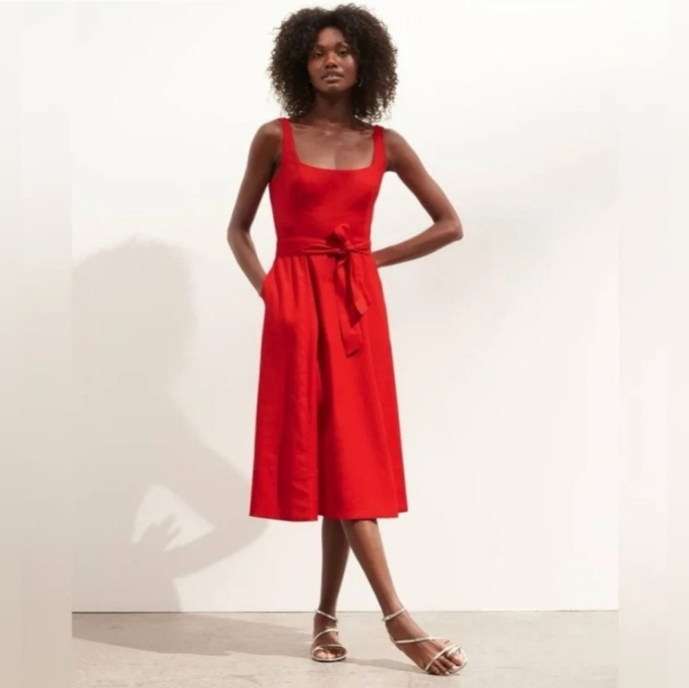NWT BR Linen-Cotton Square-Neck Dress Size 6 | Poshmark