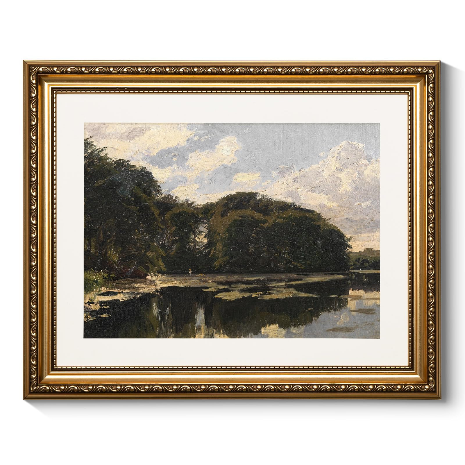 ARPEOTCY Vintage Scenery Decor Gold Framed Wall Art, Silent Pond Paintings Living Room Country De... | Amazon (US)