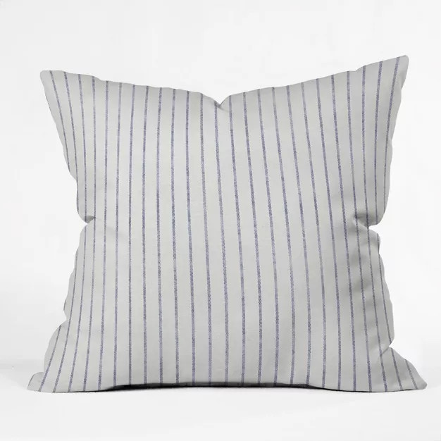 Holli Zollinger Aegean Wide Stripe Square Throw Pillow White/Blue - Deny Designs | Target