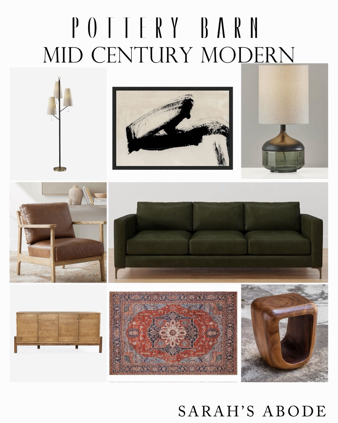 Some of my favorite Mid Century Modern pieces from Pottery Barn! 

Modern floor lamp. Abstract art. Mid century lamp. Mcm chair. Green sofa. Modern couch. Mcm console. Tv console. Vintage rug. Mcm side table. Wood side table   Retro  

#LTKStyleTip #LTKFamily #LTKHome