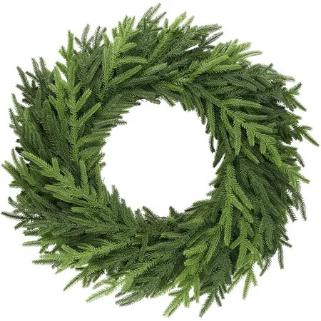 Guvpev 24" Artificial Norfolk Pine Wreath - Real Touch Pine Needles Christmas Wreaths for Front Door - Realistic Winter Pine Wreath - Green Faux Greenery Xmas Wreaths for Indoor Outdoor Home Decor | Walmart (US)