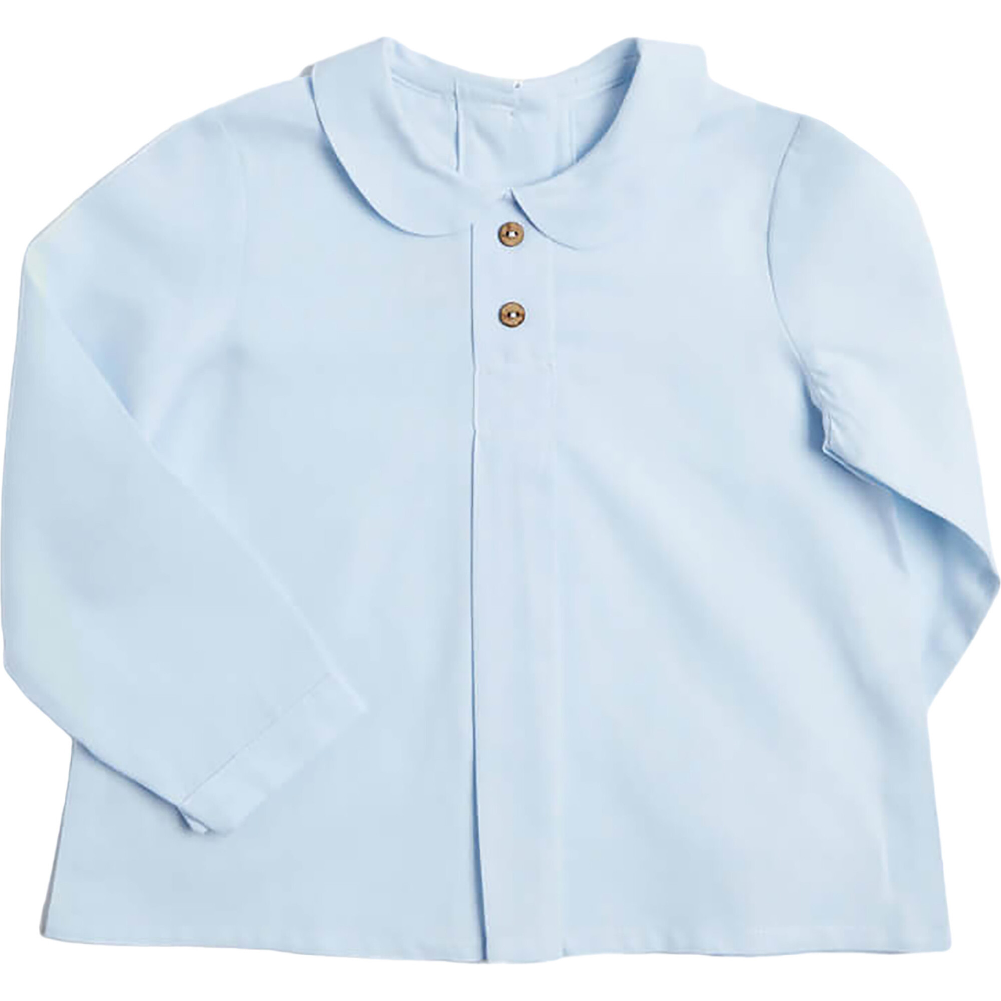 Peter Pan Collar Long Sleeve Front Pleat Shirt, Blue | Maisonette