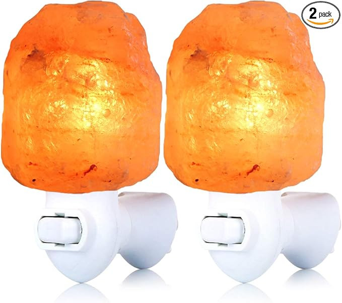 2 Pack Himalayan Natural Salt Lamp Night Light Plug in, Certificated 360 Degree Rotatable Wall Pl... | Amazon (US)
