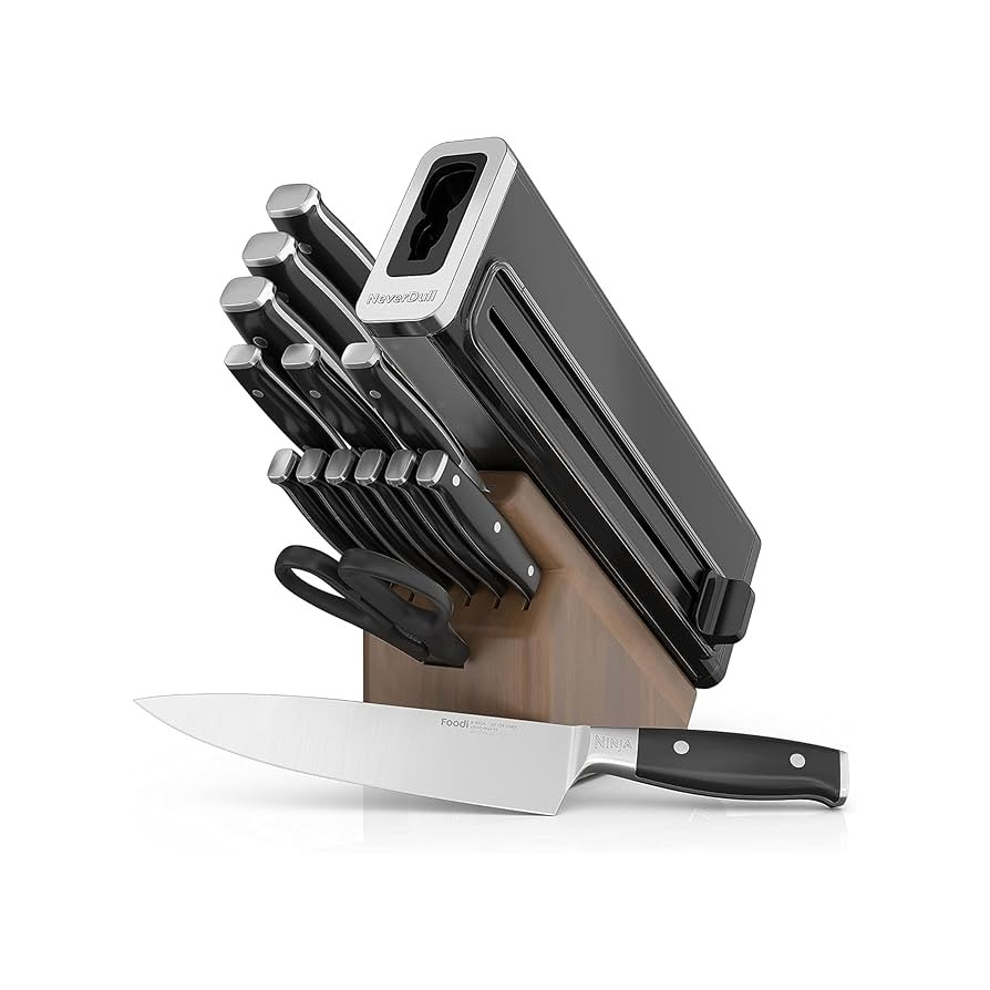Ninja K52015 Foodi NeverDull 15 Piece Premium Knife System, Wood Series Block, German Stainless S... | Amazon (US)