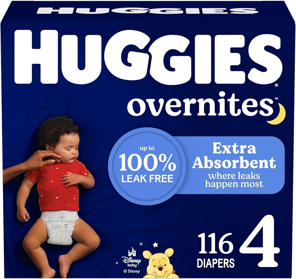 Huggies Size 4 Overnites Baby Diapers: Overnight Diapers, Size 4 (22-37 lbs), 116 Ct (2 Packs of ... | Amazon (US)