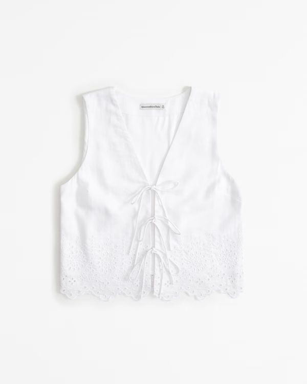 Women's Linen-Blend Tie-Front Vest Top | Women's New Arrivals | Abercrombie.com | Abercrombie & Fitch (US)