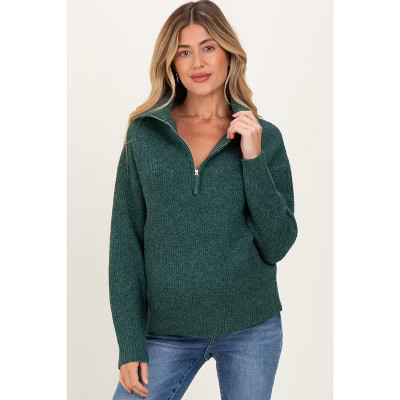 Pinkblush Green Half Zip Maternity Pullover Sweater Small | Target