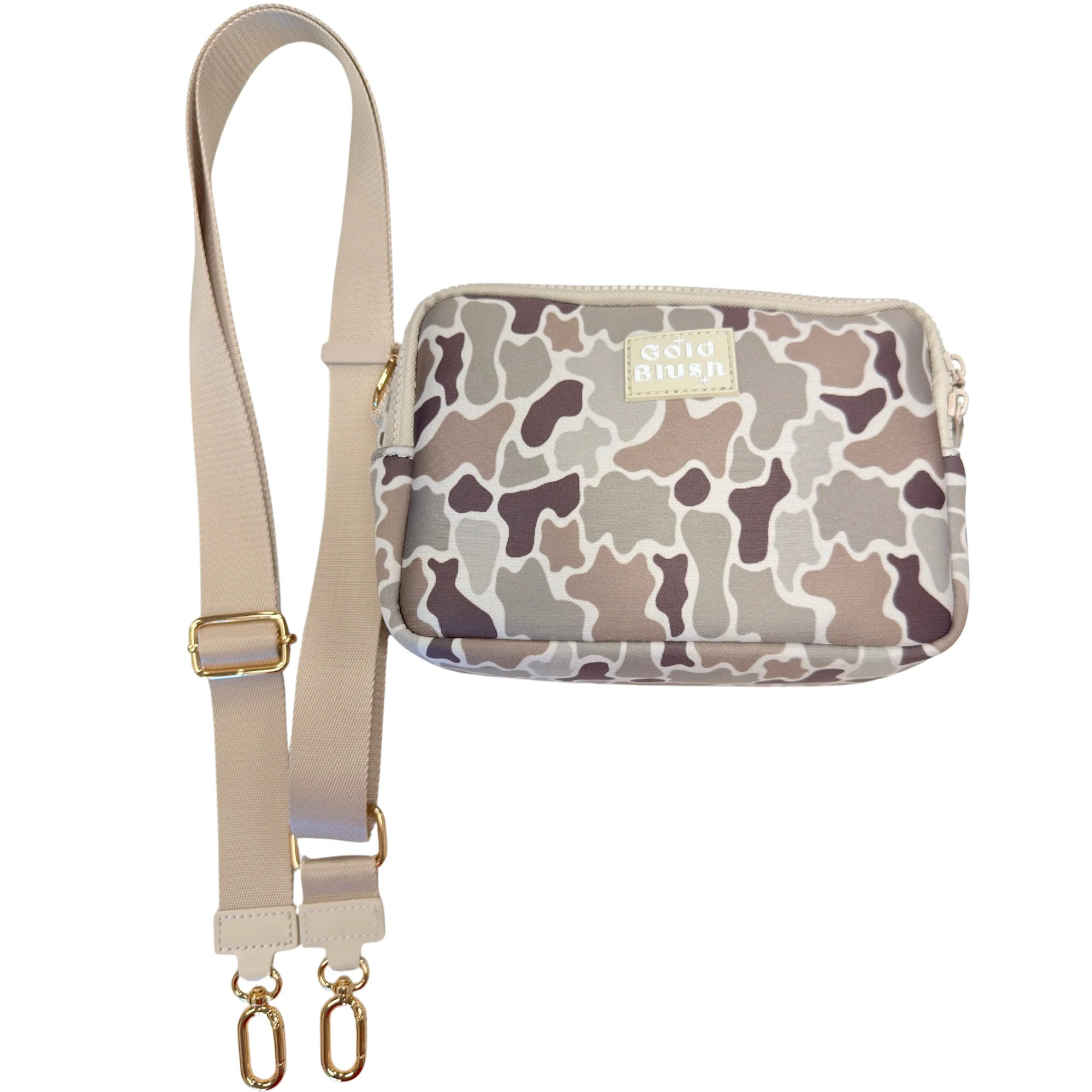 Gold Blush Bestie Bag – Soft Neoprene Crossbody with Key Leash & RFID | The Gold Blush