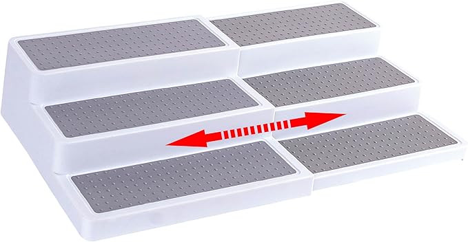 Oizeir 3–Tier Expandable Plastic Spice Rack - Adjustable Length, Stability with Non-Skid Shelf,... | Amazon (US)