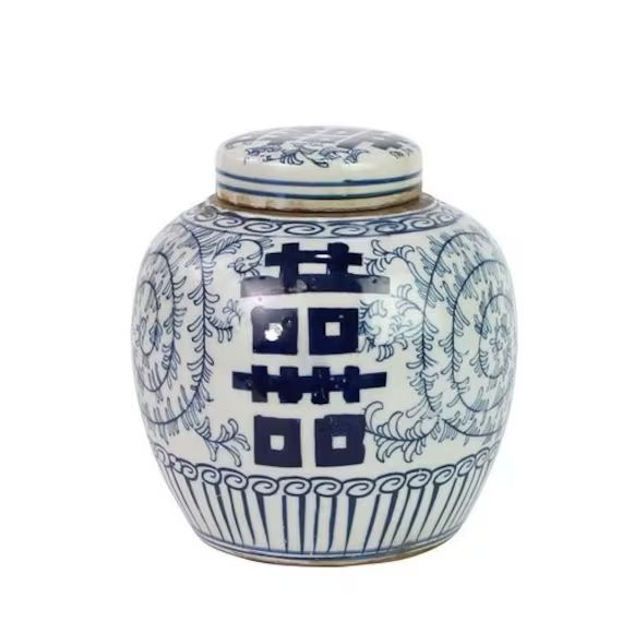 Blue & White Chinoiserie Double Happiness Chinese Ginger Jar | Etsy | Etsy (CAD)
