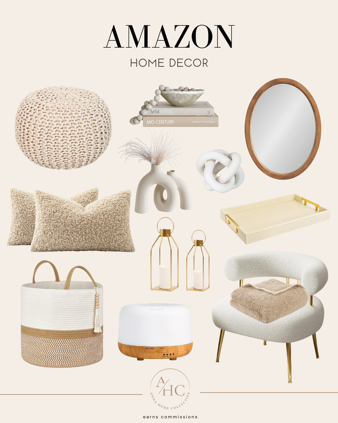 Neutral Amazon home decor finds I’m loving 🤍 Cozy, modern, and easy to style. // Amazon, Amazon Finds, Amazon Home, Amazon Home Finds, Amazon Home Decor, Amazon Home Decor Finds, Amazon Home Decor Must Haves, Cozy Home, Cozy Home Decor, Amazon Home Must Haves, Amazon Home Essentials, Throw Blanket, Throw Pillow Covers, Lantern, Accent Chair, Decorative Tray, Decorative Vase, Knot Decor, Wall Mirror, Ottoman Pouf, Decorative Books, Oil Diffuser 

 #LTKSeasonal #LTKHome #LTKFindsUnder100