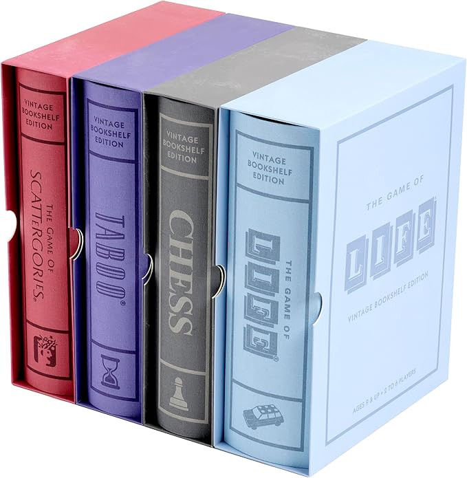 WS Game Company Chess, The Game of Life, Scattergories, and Taboo Vintage Board Game Bookshelf Co... | Amazon (US)
