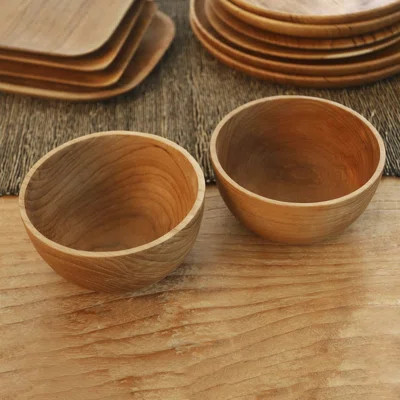 Loon Peak® Dinner Duo , Teak Wood Bowls (Pair) | Wayfair North America