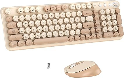 Wireless Keyboard and Mouse Combo, Full-Size Retro Typewriter Keyboard Style, 2.4GHz USB Receiver... | Amazon (US)