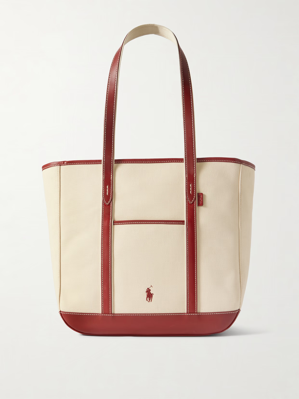 Polo Ralph Lauren - Medium Leather-trimmed Cotton-blend Canvas Tote - Red | NET-A-PORTER (US)