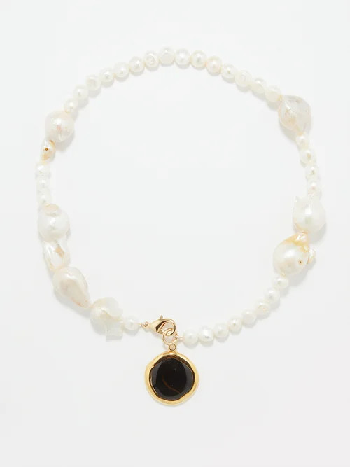 By Alona - Celia Pearl & 18kt Gold-plated Necklace - Womens - Black Multi | Matches (US)