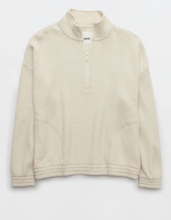 Aerie Waffle Quarter Zip Sweatshirt | American Eagle Outfitters (US & CA)