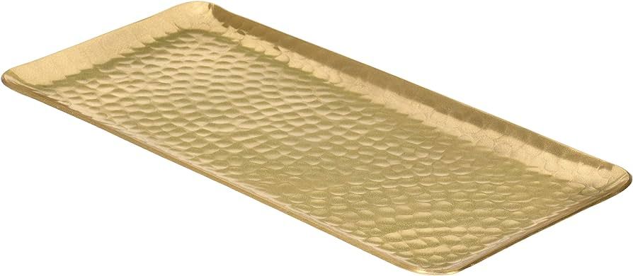 Red Co. Gilded Rectangle Hammered Platter, Decorative Bar/Vanity/Serving Tray — 11 Inches | Amazon (US)