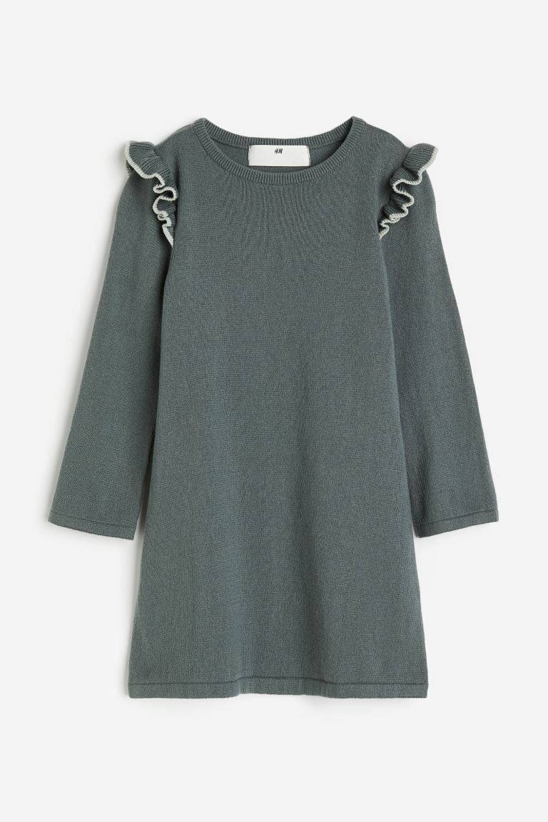Fine-knit Dress - Dark dusty green - Kids | H&M US | H&M (US + CA)