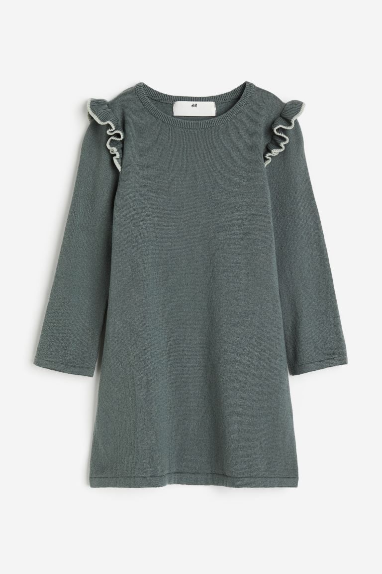 Fine-knit Dress - Dark dusty green - Kids | H&M US | H&M (US)