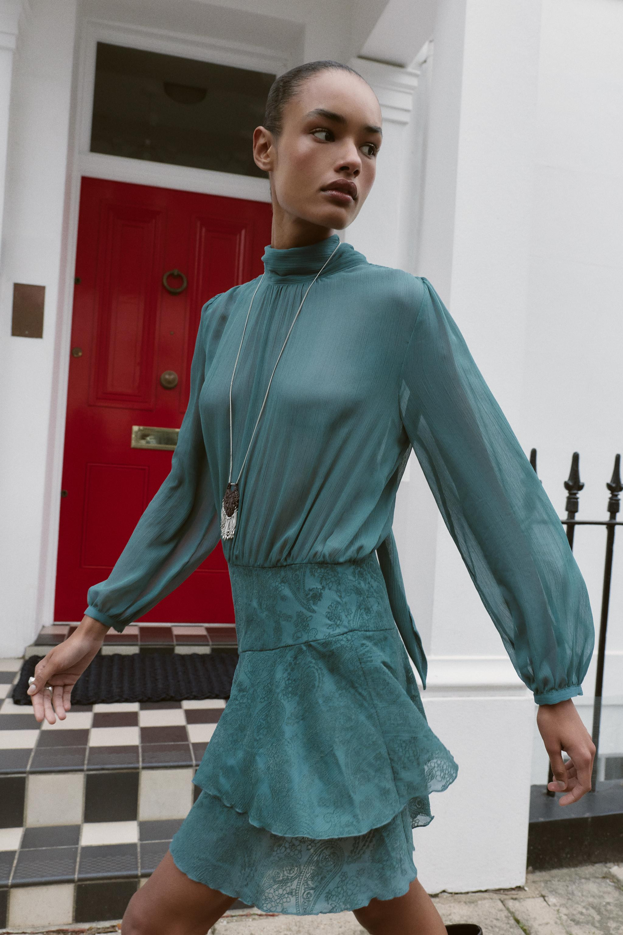 RUFFLED COMBINATION MINI DRESS | Zara US