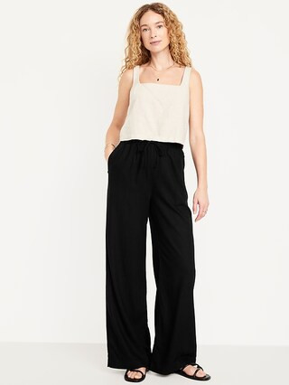 High-Waisted Linen-Blend Super Wide-Leg Pants | Old Navy (US)