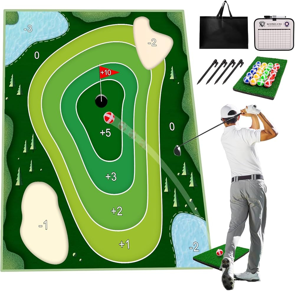 SJEhome Golf Chipping Game Mat, Battle Royale Golf Games Set for Adults Kids Family, Indoor Outdo... | Amazon (US)