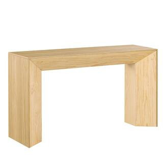 Harold 59 in. Natural Oak Rectangle Wood Sofa Coffee Table | The Home Depot