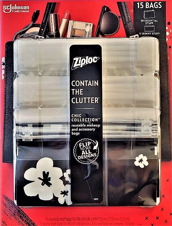 Ziploc Chic Collection Contain The Clutter 15ct Reusable Makeup and Accessory Bags | Walmart (US)