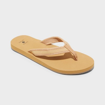 Women's Nona Thong Sandals - Shade & Shore™ Tan 10: Slip-On, Open Toe, Medium Width, EVA Insole, Flocked Outsole | Target