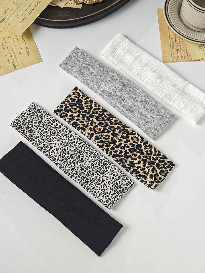 5pcs Versatile Satin Leopard Print Headbands, Women Everyday Hair Accessories | SHEIN