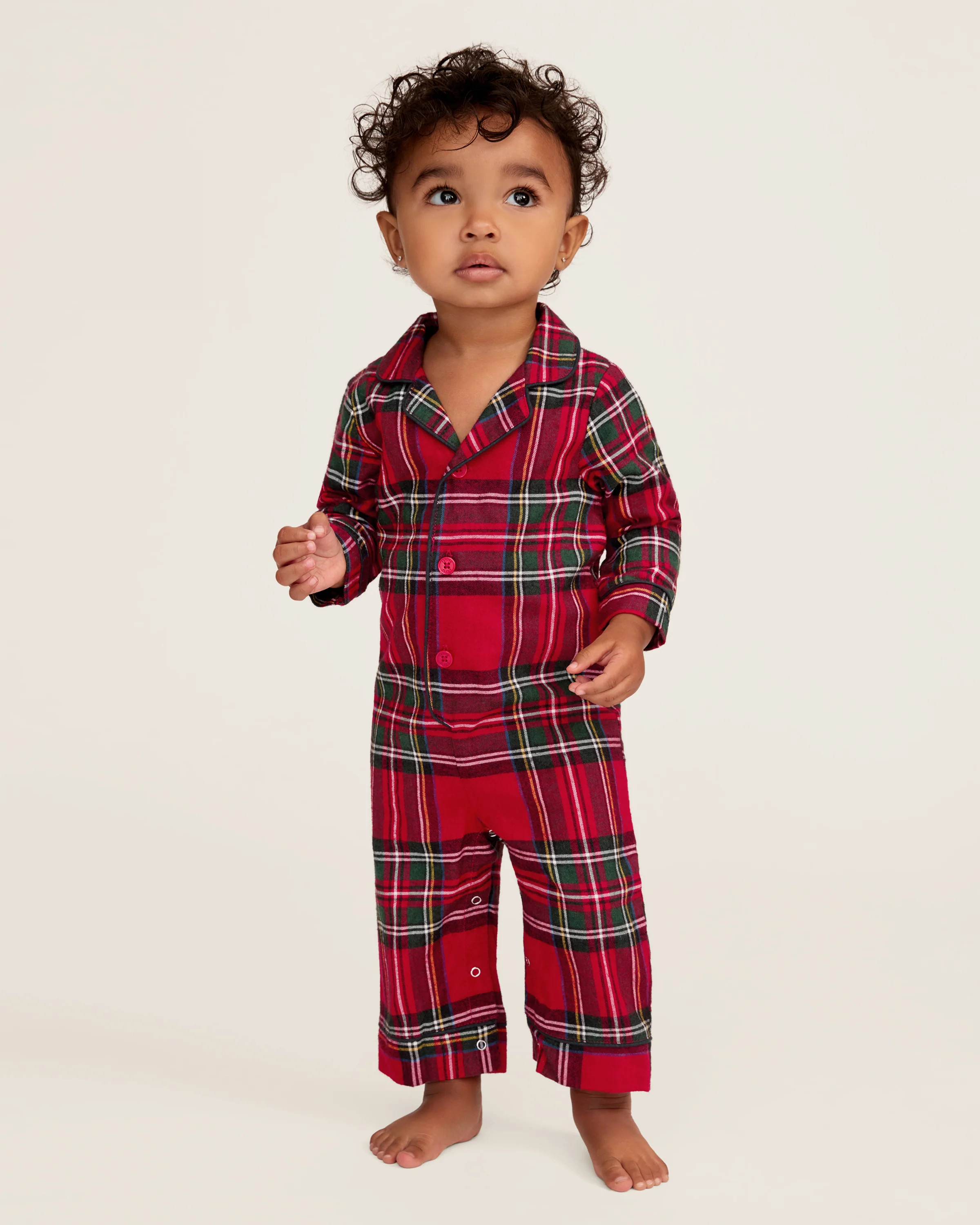 Baby's Brushed Twill Classic Romper in Imperial Tartan | Petite Plume