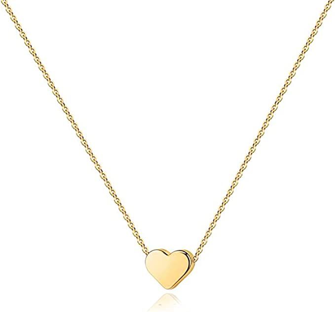 PAVOI 14K Gold Plated Cubic Zirconia Heart Necklace | Cute Dainty Love Pendant Necklaces for Wome... | Amazon (US)