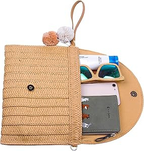Freie Liebe Straw Clutch Purses for Women Summer Beach Bags Envelope Woven Clutch Handbags | Amazon (US)