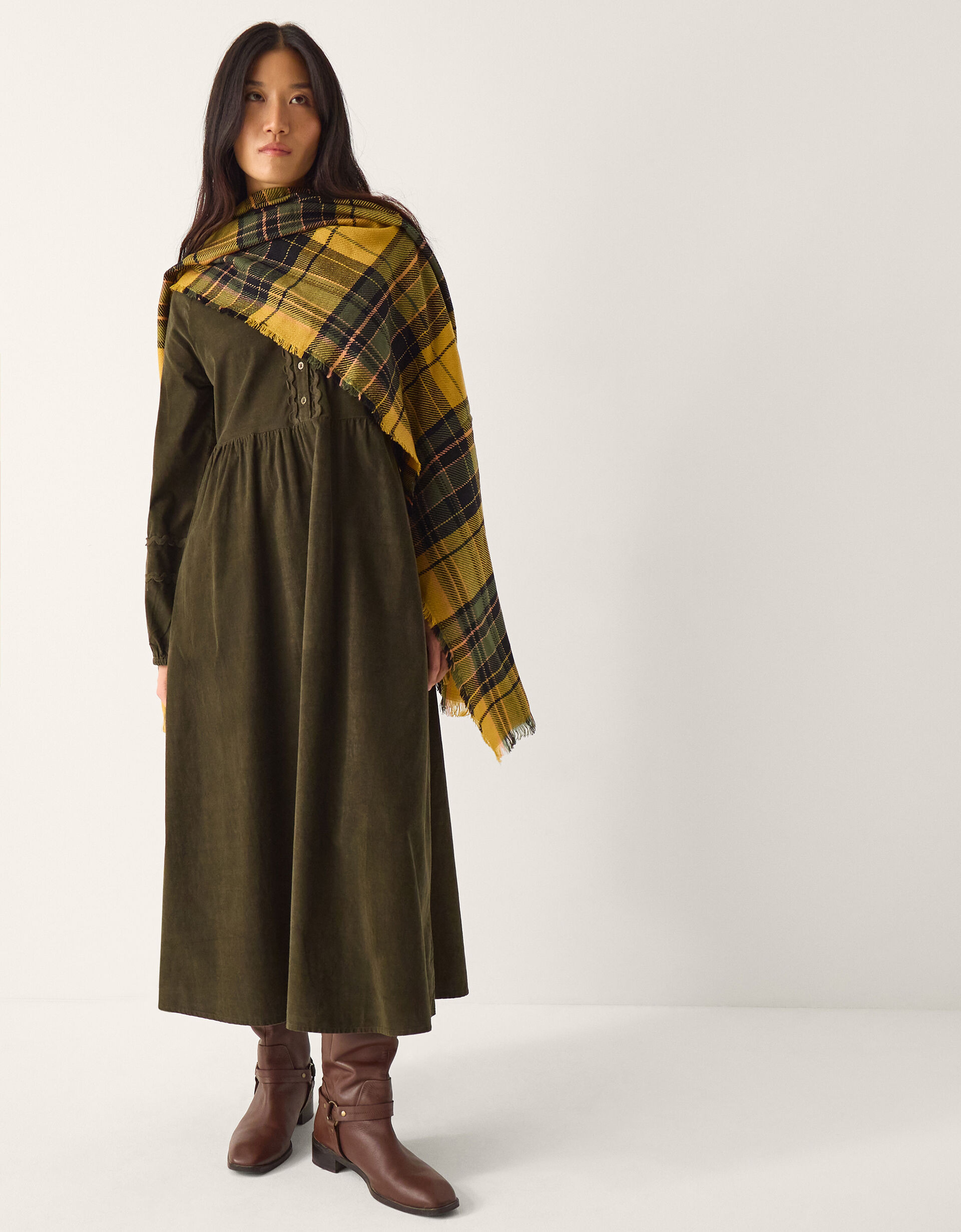 Zola Ric Rac Corduroy Midi Dress Green | Monsoon (UK)