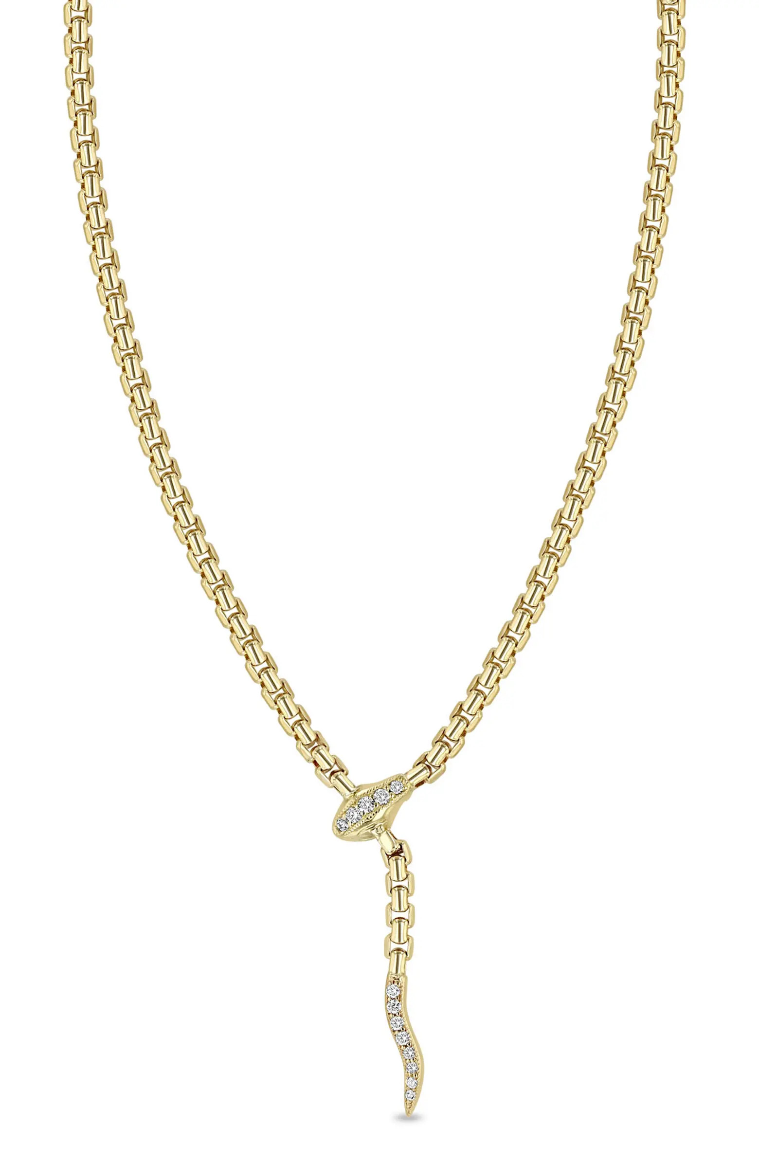 Pavé Diamond Snake Box Chain Necklace | Nordstrom