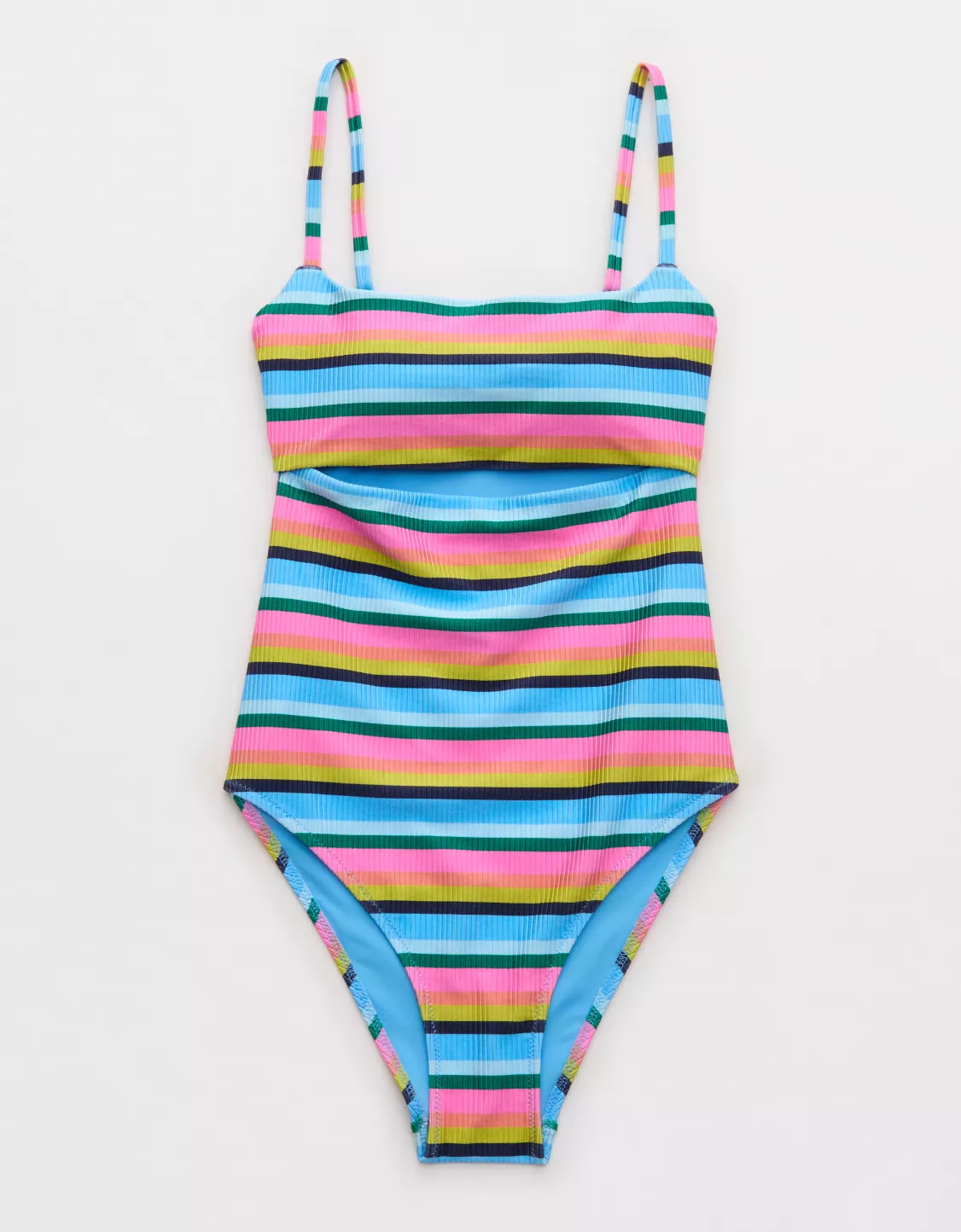 Aerie Cutout Shine Rib One Piece Swimsuit | Aerie