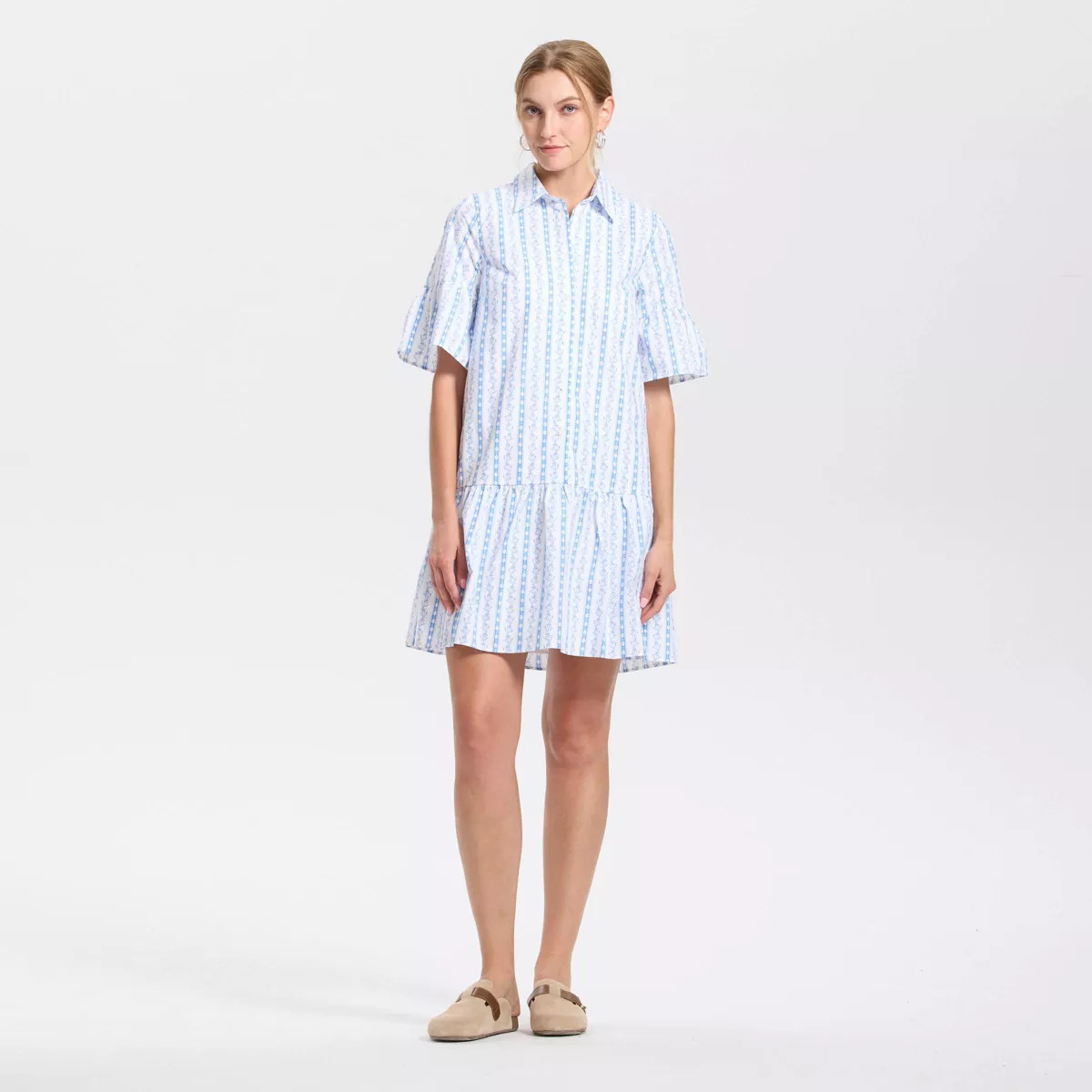 Women's Elbow Sleeve Poplin Mini Shirtdress - Universal Thread™ | Target