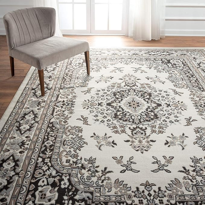 Home Dynamix Premium Sakarya Traditional Medallion Border Area Rug, Ivory/Taupe, 7'9"x10'8" Recta... | Amazon (US)