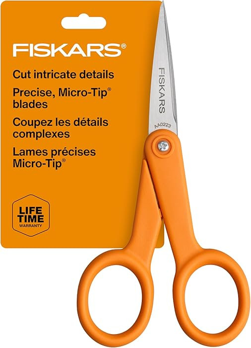 Fiskars Premier No. 5 Micro-Tip Orange-Handled Fabric Scissors, Double Loop Handle, Sewing and Cr... | Amazon (US)