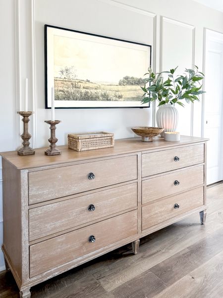 DRESSER IN STOCK AND ON SALE!!!! the matching nightstand is the lowest price I’ve seen it. 

Artwork is our frame TV - one of my favorite purchases ever ! 

Dresser, wide dresser,  bedroom, home decor, art tv, frame tv, neutral decor, table decor 

#LTKsalealert #LTKhome