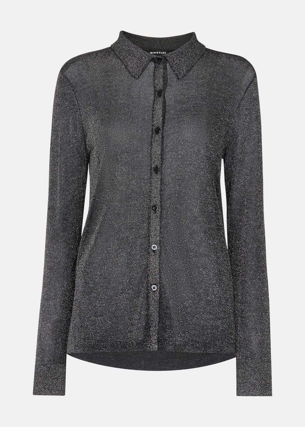 Black/Multi Sparkle Knit Shirt | WHISTLES | Whistles UK | | Whistles