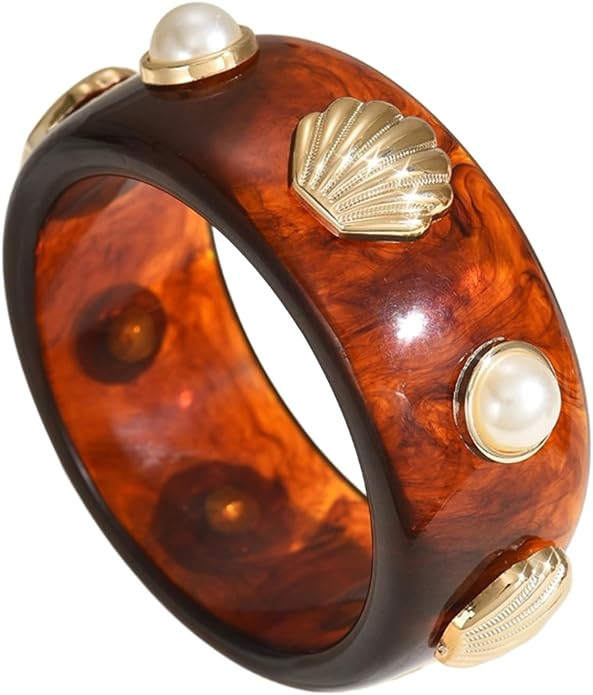 Chunky Bangle Bracelets for Women Acrylic Stretch Bracelets Resin Wrap Bangle Vintage Jewelry | Amazon (US)