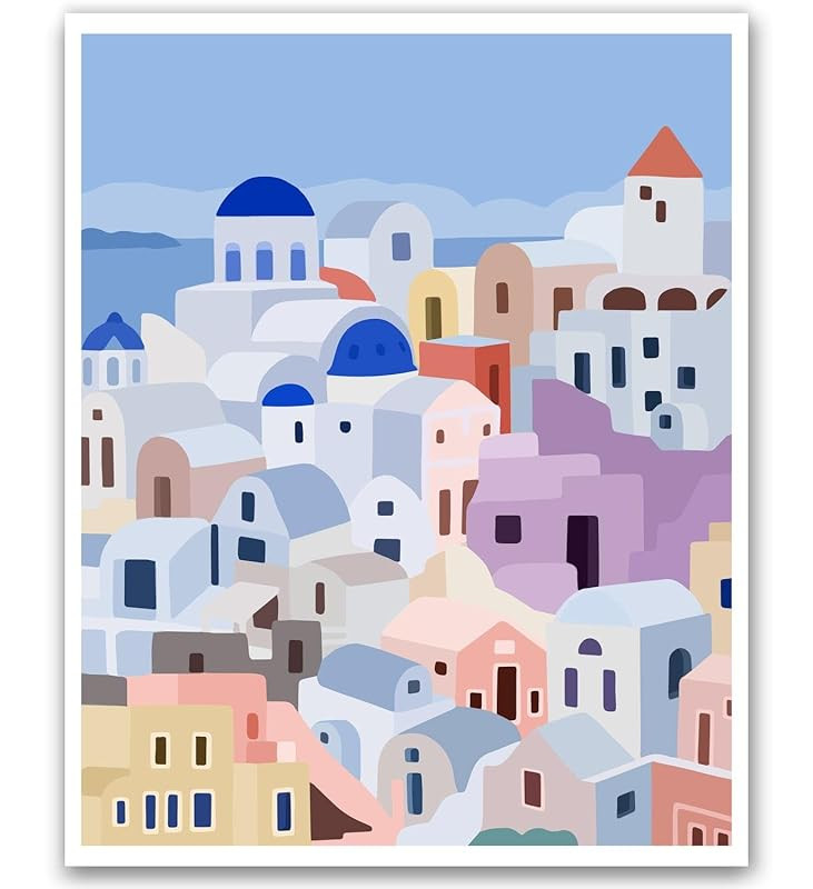 Santorini Print Santorini Art Santorini Poster Travel Print Architecture Illustration Santorini P... | Amazon (US)