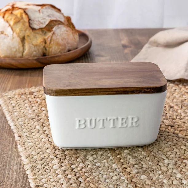 Better Homes & Gardens Porcelain Embossed Butter Dish - Walmart.com | Walmart (US)