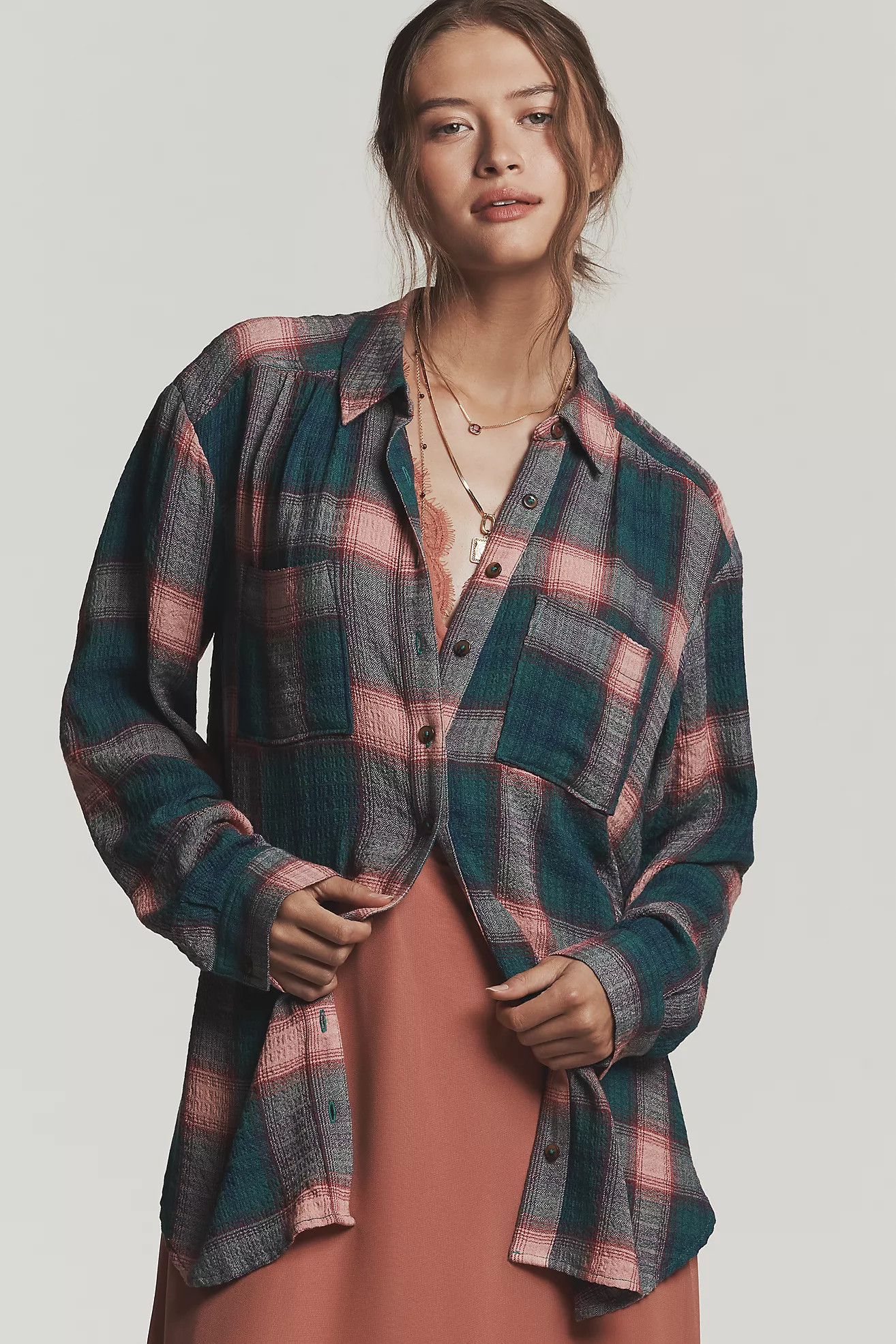 The Hadley Relaxed Plaid Buttondown Shirt by Pilcro​ | Anthropologie (US)
