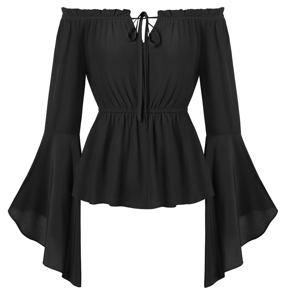Scarlet Darkness Renaissance Shirt Women Peasant Blouse Off Shoulder Tops Pirate Costume | Amazon (US)